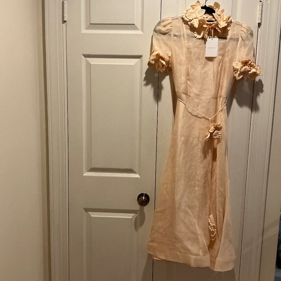 Zimmerman liftoff floral appliqué midi dress size 0p cream color NWT
